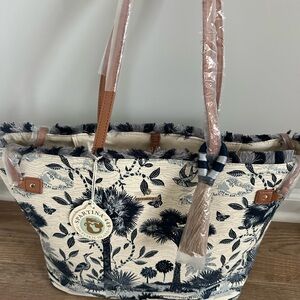 Spartina 449 Blue and Cream Tote Bag - Daufuskie Island